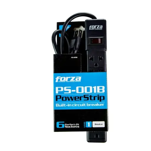 [FZ-PS-001B] REGLETA FORZA DE 6 TOMAS COLOR NEGRO